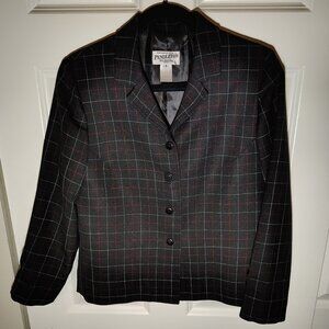 Vintage Pendleton Wool Blazer Checked Plaid Black Preppy Old Money Scottish SZ 8